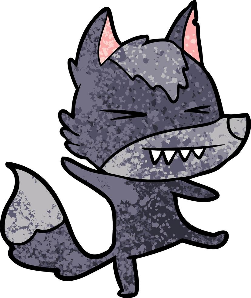 caricature de loup en colère vecteur