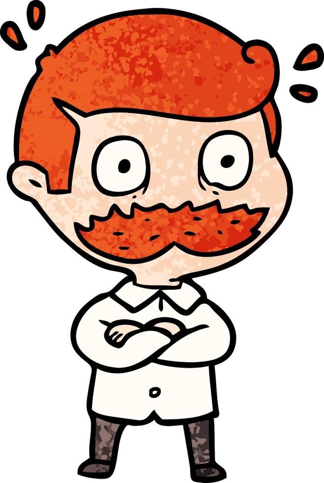 dessin animé, homme, à, moustache, choqué vecteur