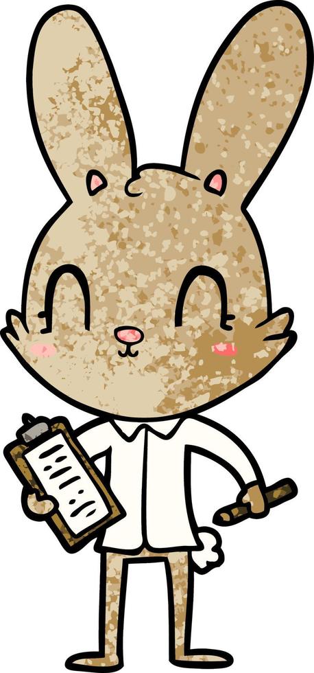 lapin de dessin animé mignon avec presse-papiers vecteur