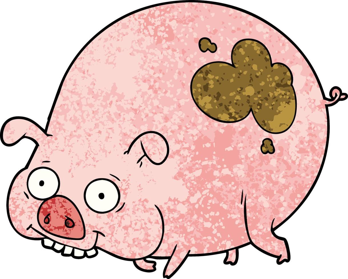 dessin animé cochon boueux vecteur