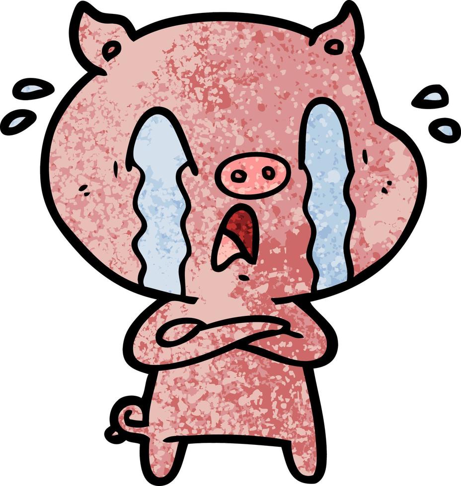 dessin animé cochon qui pleure vecteur