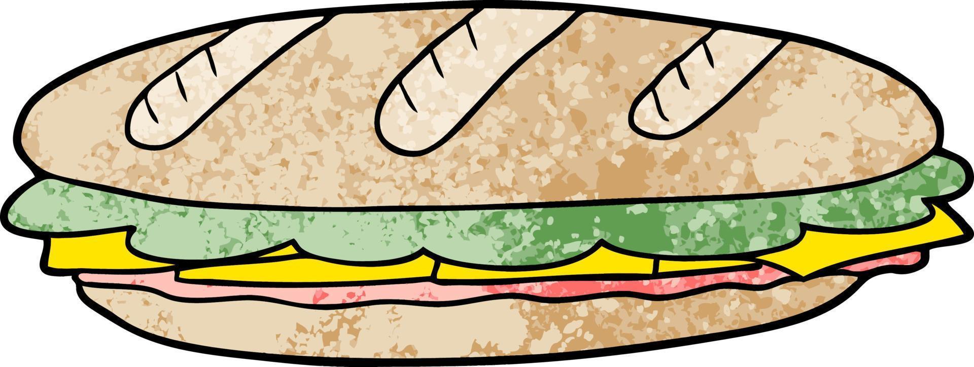 sandwich à la baguette de dessin animé vecteur