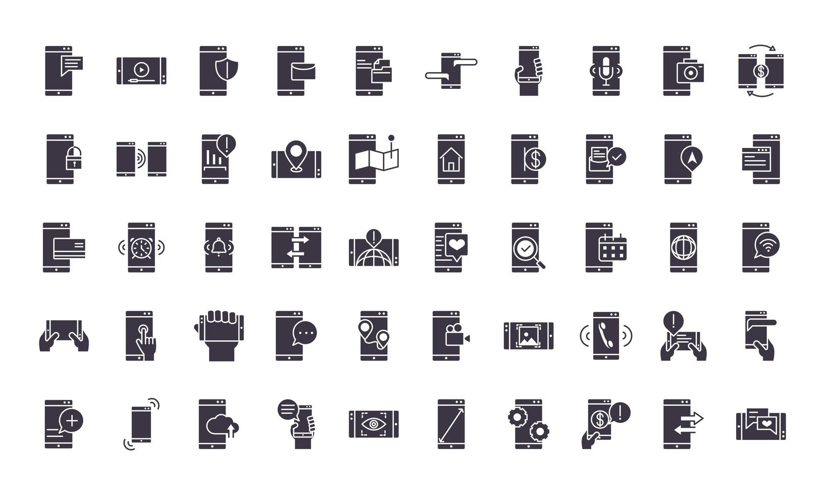 jeu d & # 39; icônes silhouette noire électronique vecteur