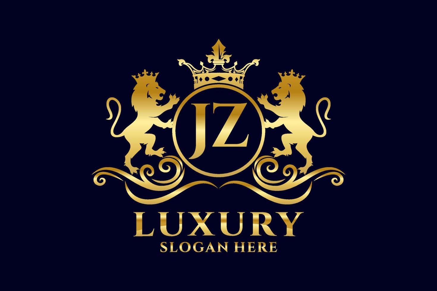 modèle initial de logo de luxe jz lettre lion royal dans l'art vectoriel pour les projets de marque de luxe et autres illustrations vectorielles.