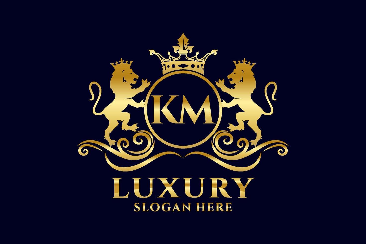 modèle de logo de luxe royal lion lettre km initial dans l'art vectoriel pour les projets de marque de luxe et autres illustrations vectorielles.