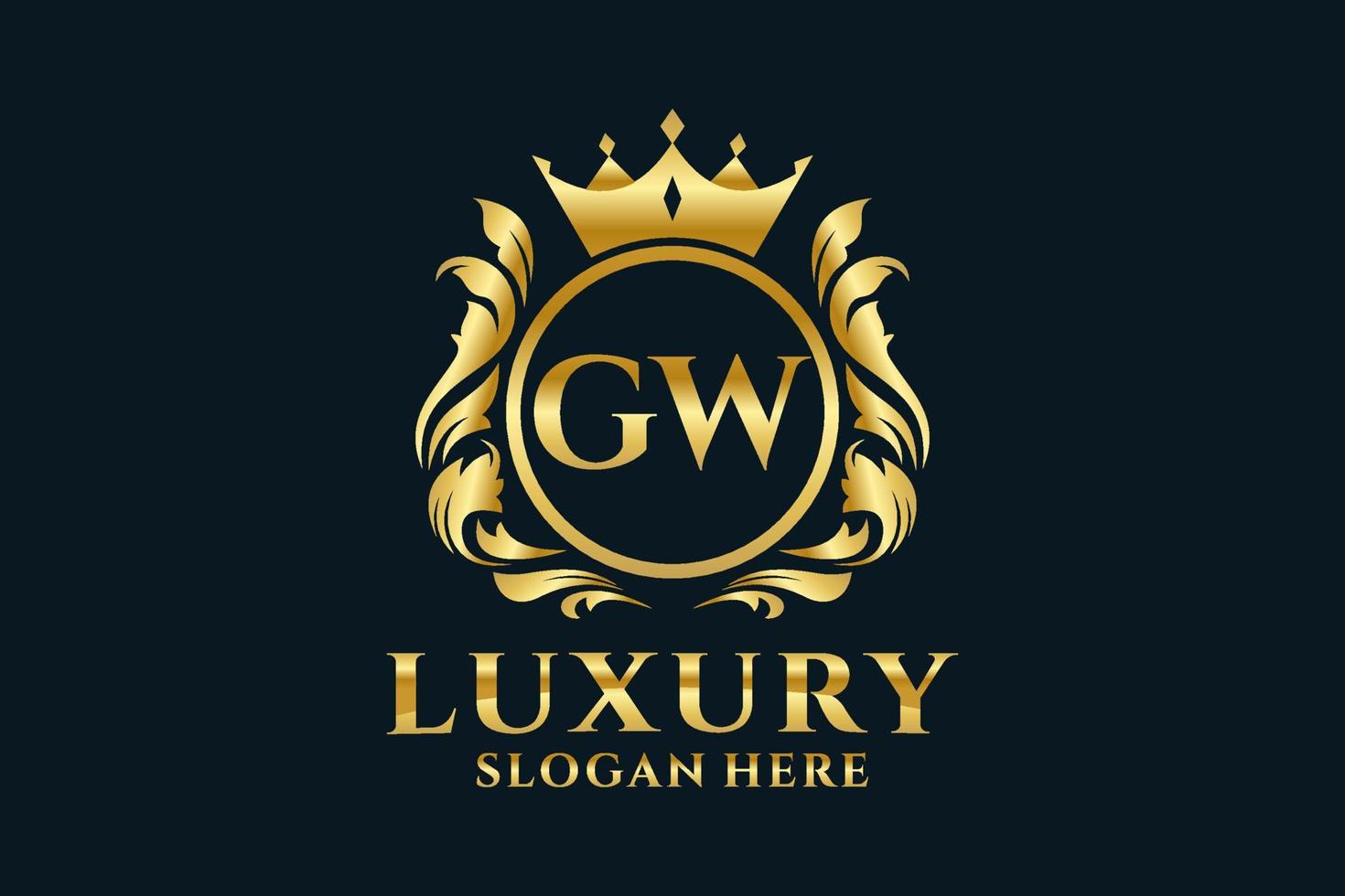 modèle initial de logo de luxe royal de lettre gw dans l'art vectoriel pour des projets de marque luxueux et d'autres illustrations vectorielles.