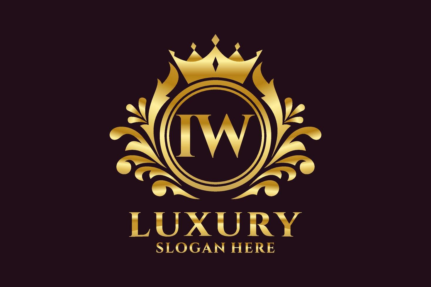 modèle initial de logo de luxe royal de lettre iw dans l'art vectoriel pour des projets de marque luxueux et d'autres illustrations vectorielles.