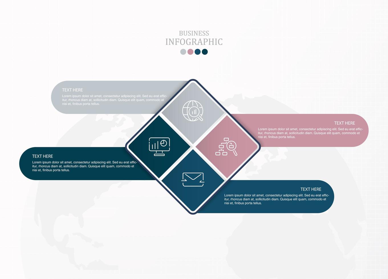 infographie de diamant bleu et rose pour les entreprises vecteur