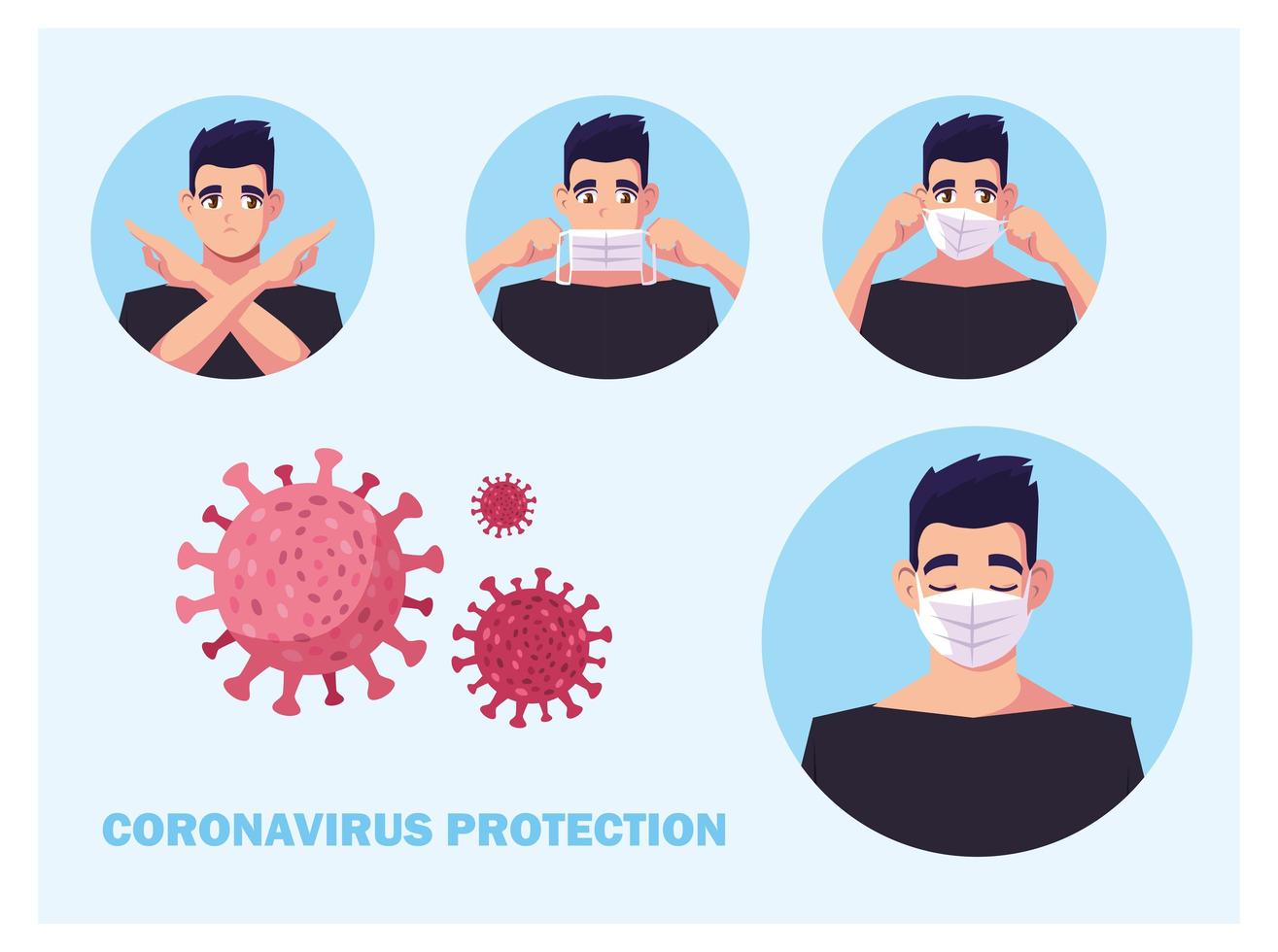 hommes avec masque médical pour prévenir le coronavirus vecteur