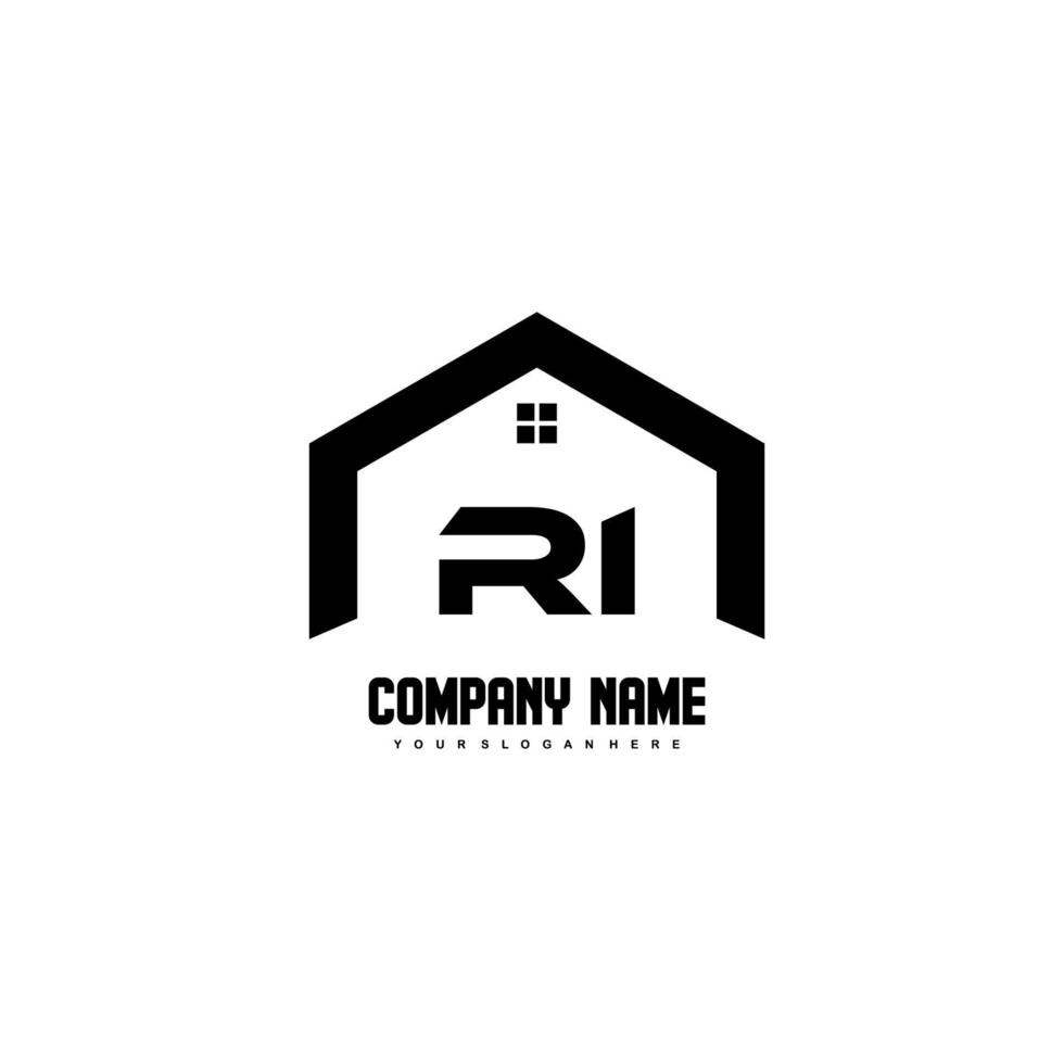 ri lettres initiales vecteur de conception de logo pour la construction, la maison, l'immobilier, le bâtiment, la propriété.