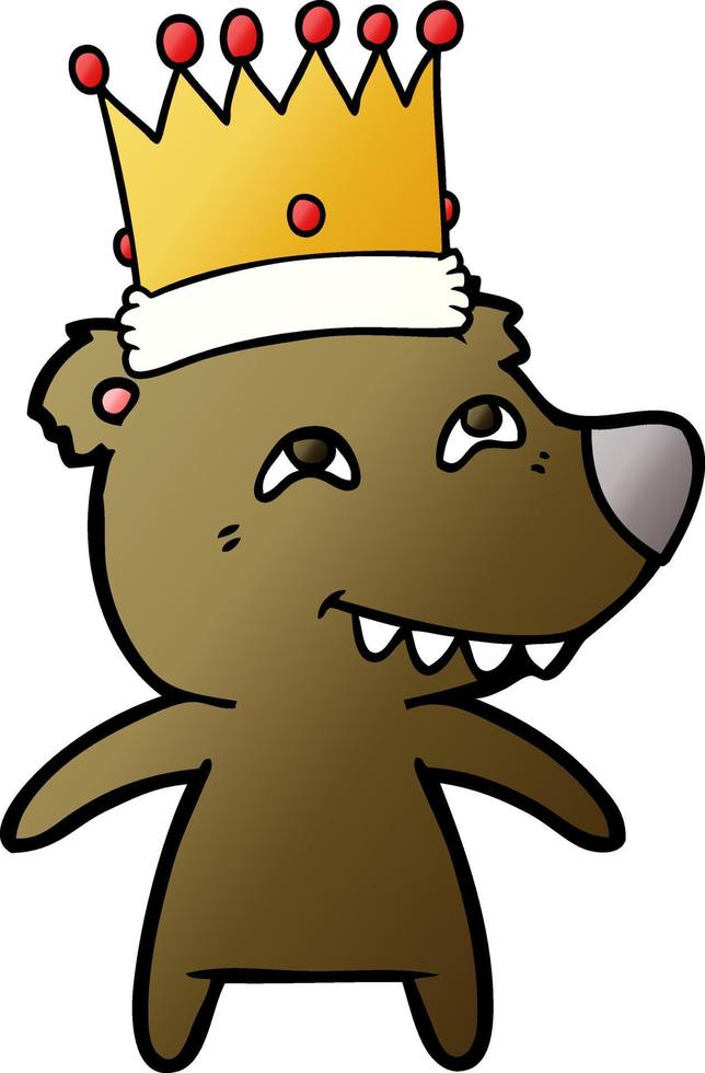 dessin animé roi ours montrant les dents vecteur