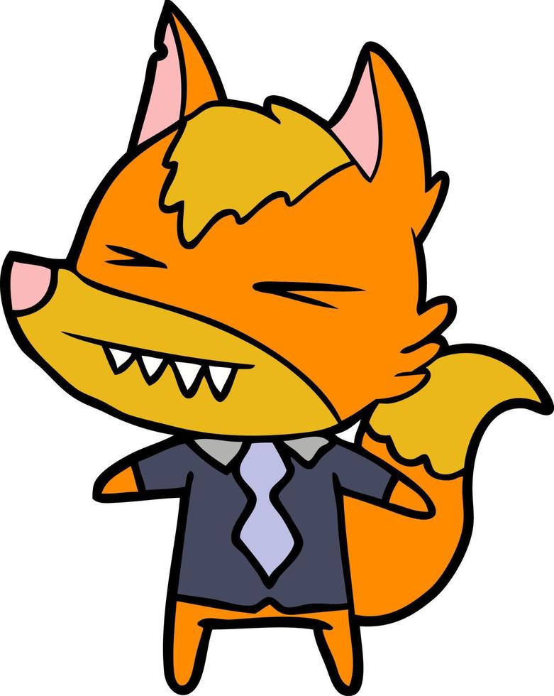 personnage de dessin animé renard employé de bureau vecteur