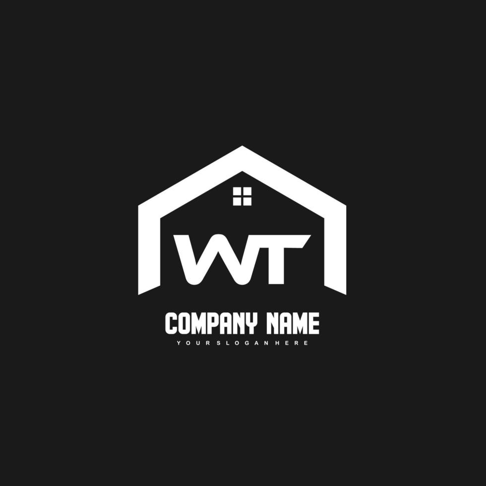 wt vecteur de conception de logo de lettres initiales pour la construction, la maison, l'immobilier, le bâtiment, la propriété.