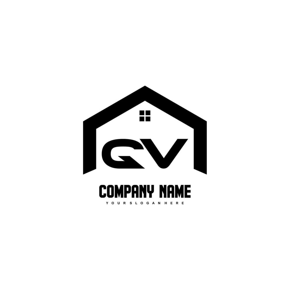 vecteur de conception de logo de lettres initiales qv pour la construction, la maison, l'immobilier, le bâtiment, la propriété.