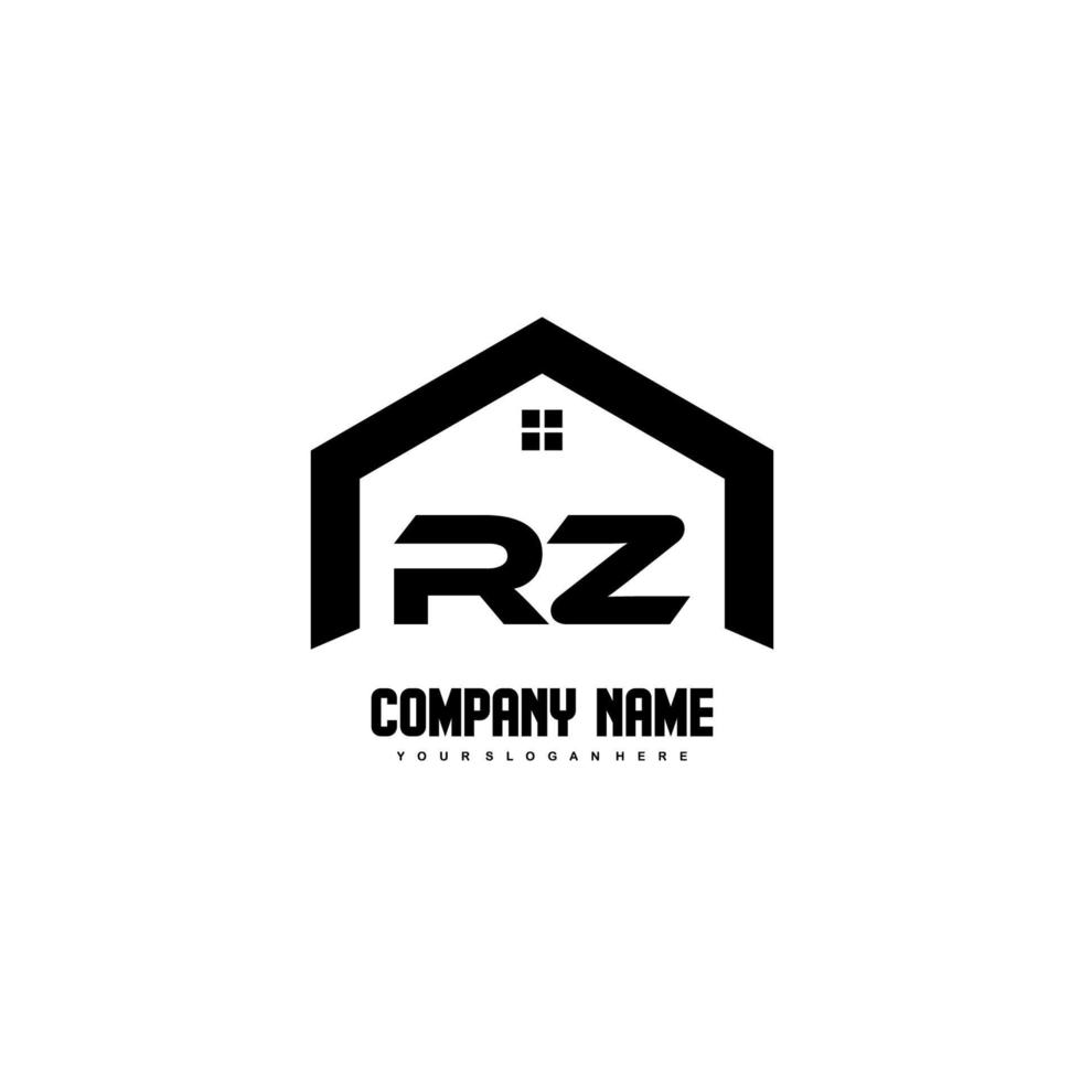 vecteur de conception de logo de lettres initiales rz pour la construction, la maison, l'immobilier, le bâtiment, la propriété.