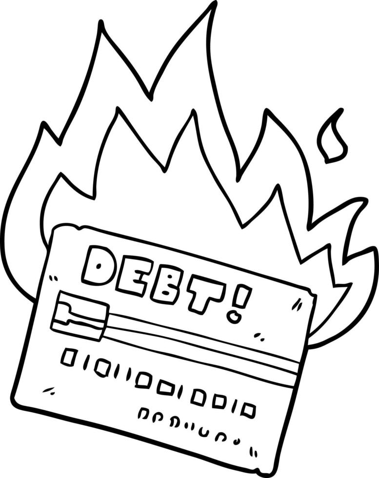 caricature de carte de crédit en feu vecteur