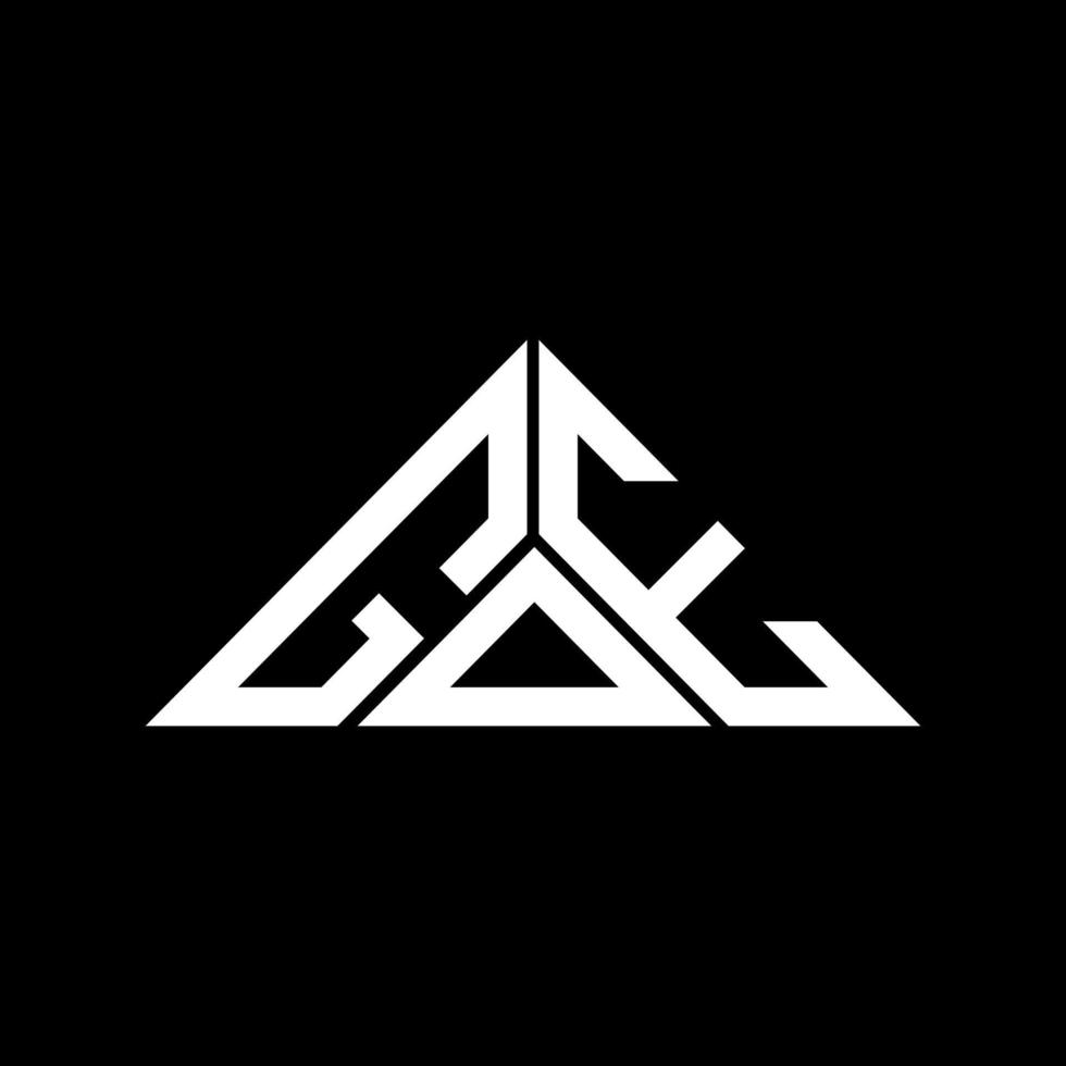 création de logo de lettre goe avec graphique vectoriel, logo goe simple et moderne en forme de triangle. vecteur