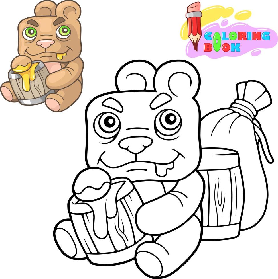 joli livre de coloriage d'ours vecteur