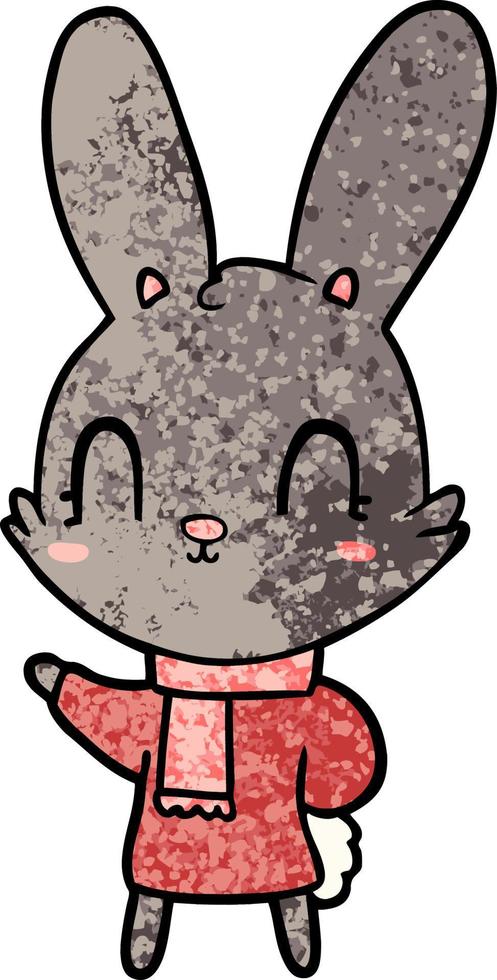 lapin de dessin animé mignon portant des vêtements vecteur