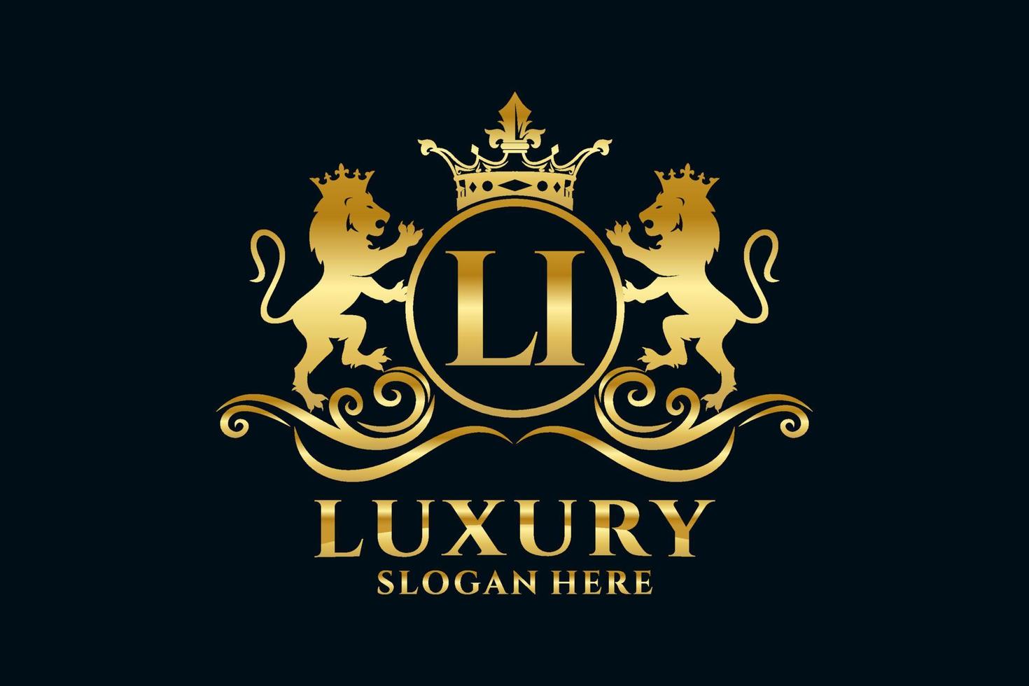 modèle de logo de luxe royal lion lettre initiale li dans l'art vectoriel pour les projets de marque luxueux et autres illustrations vectorielles.