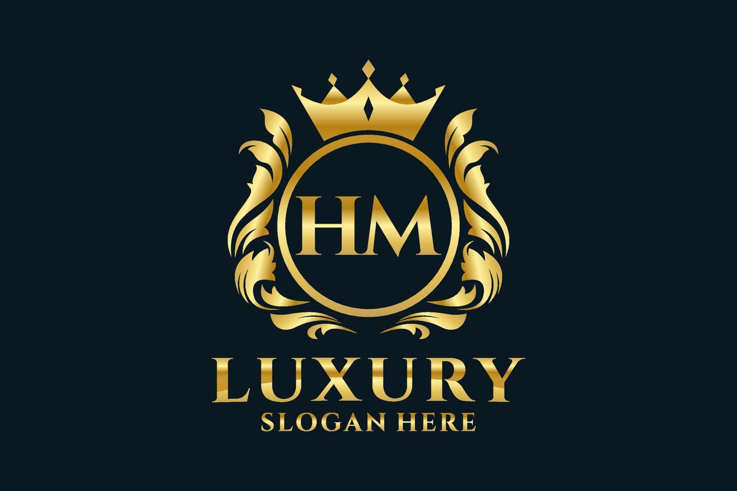 modèle de logo de luxe royal de lettre hm initiale dans l'art vectoriel pour des projets de marque luxueux et d'autres illustrations vectorielles.