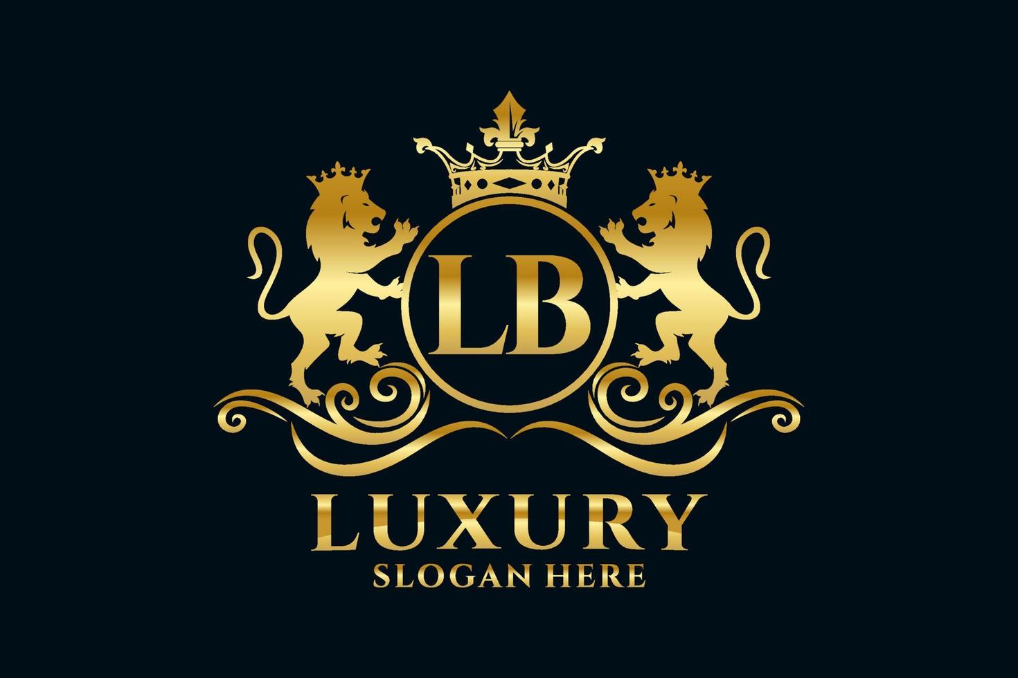 modèle de logo de luxe royal de lion de lettre initiale lb dans l'art vectoriel pour des projets de marque luxueux et d'autres illustrations vectorielles.