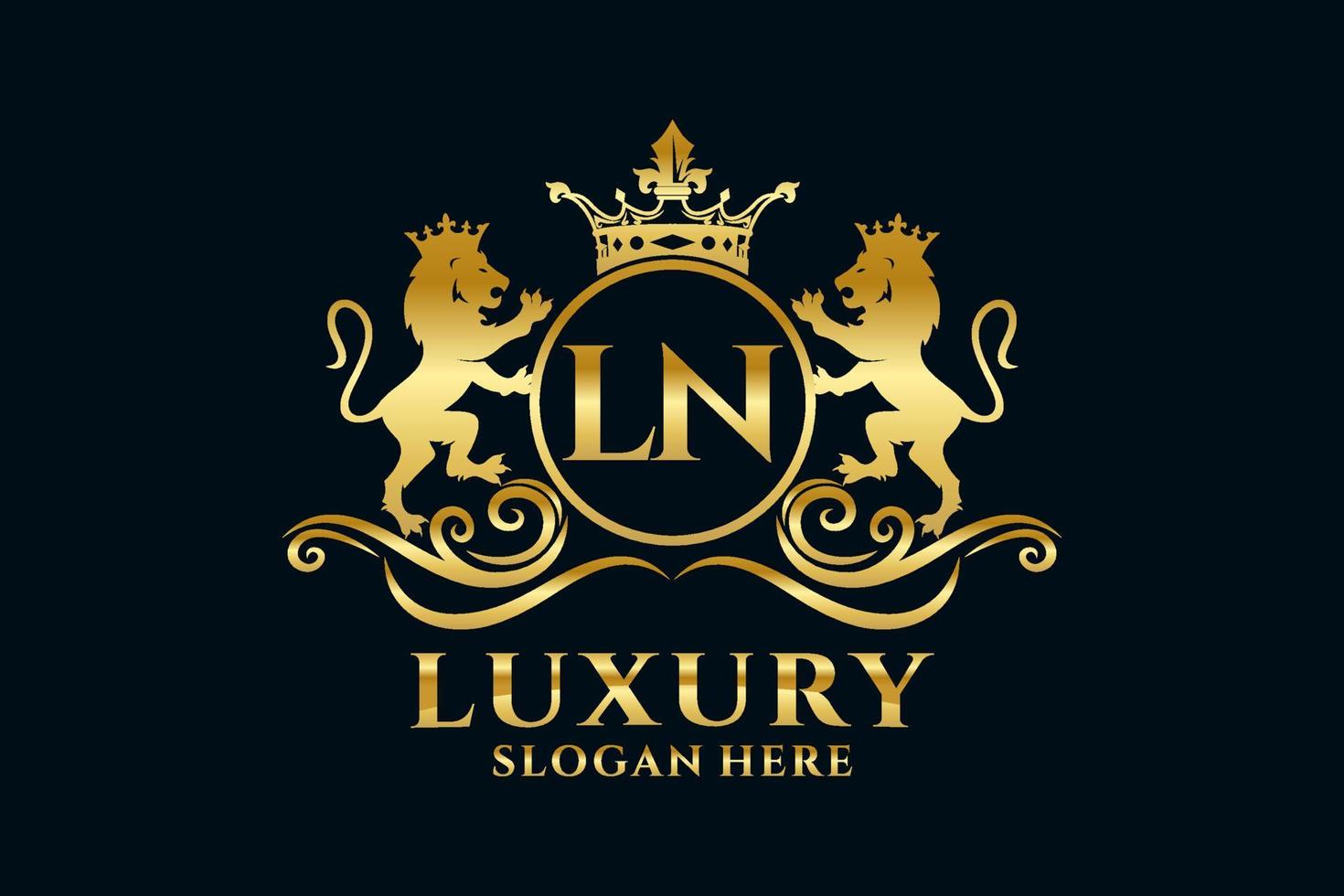 modèle de logo de luxe royal lion lettre initiale ln dans l'art vectoriel pour les projets de marque de luxe et autres illustrations vectorielles.