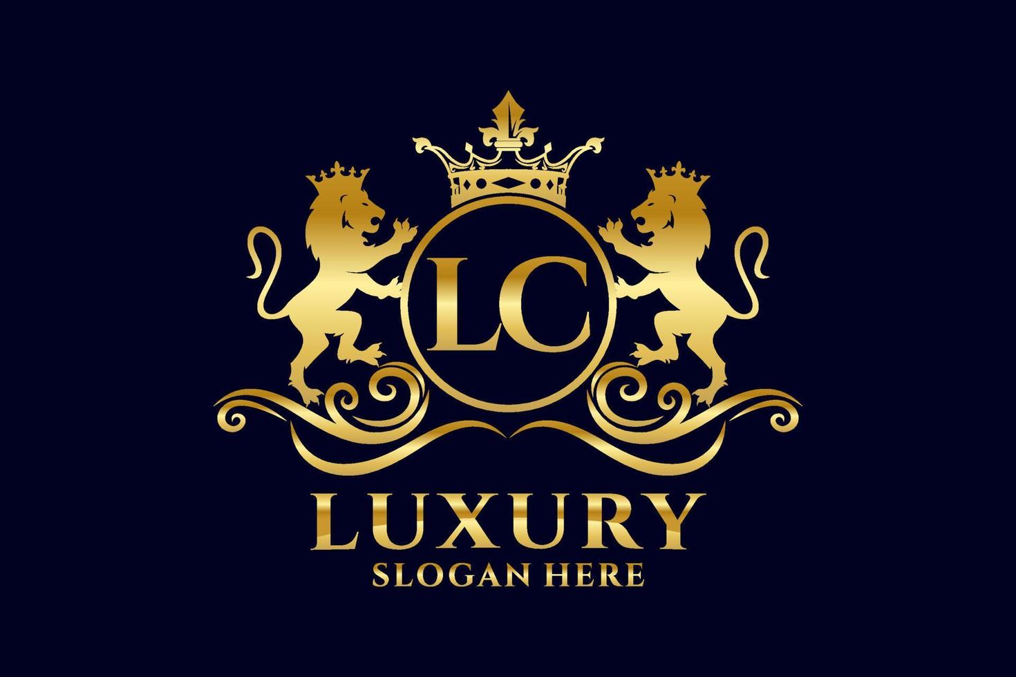 modèle initial de logo de luxe lc lettre lion royal dans l'art vectoriel pour les projets de marque de luxe et autres illustrations vectorielles.