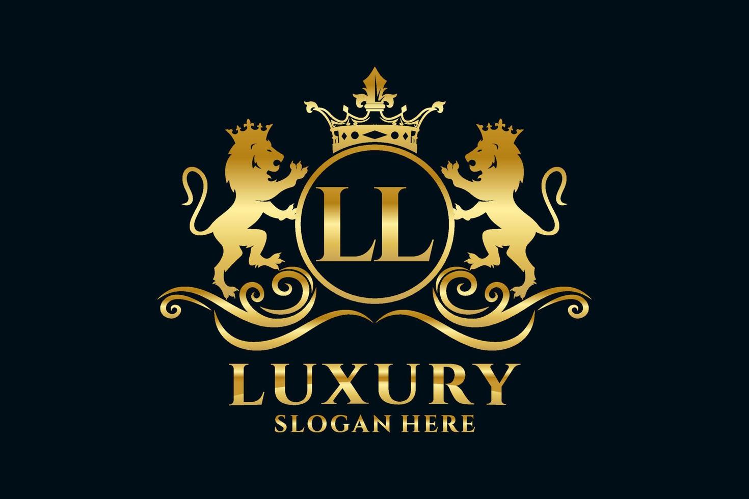 modèle de logo de luxe royal lion lettre initiale ll dans l'art vectoriel pour les projets de marque luxueux et autres illustrations vectorielles.