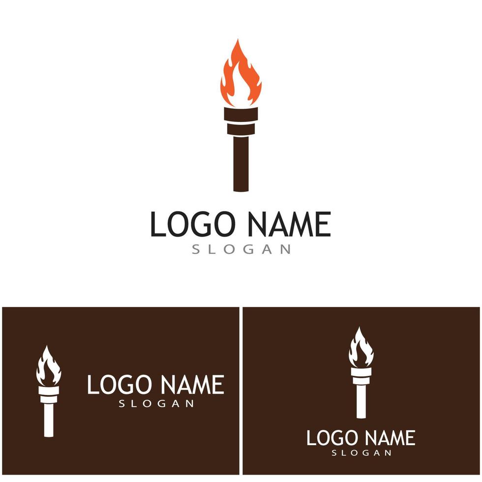 torche avec flamme logo vector illustration design