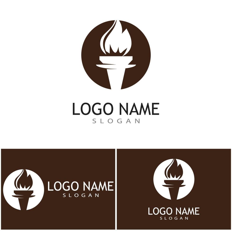torche avec flamme logo vector illustration design