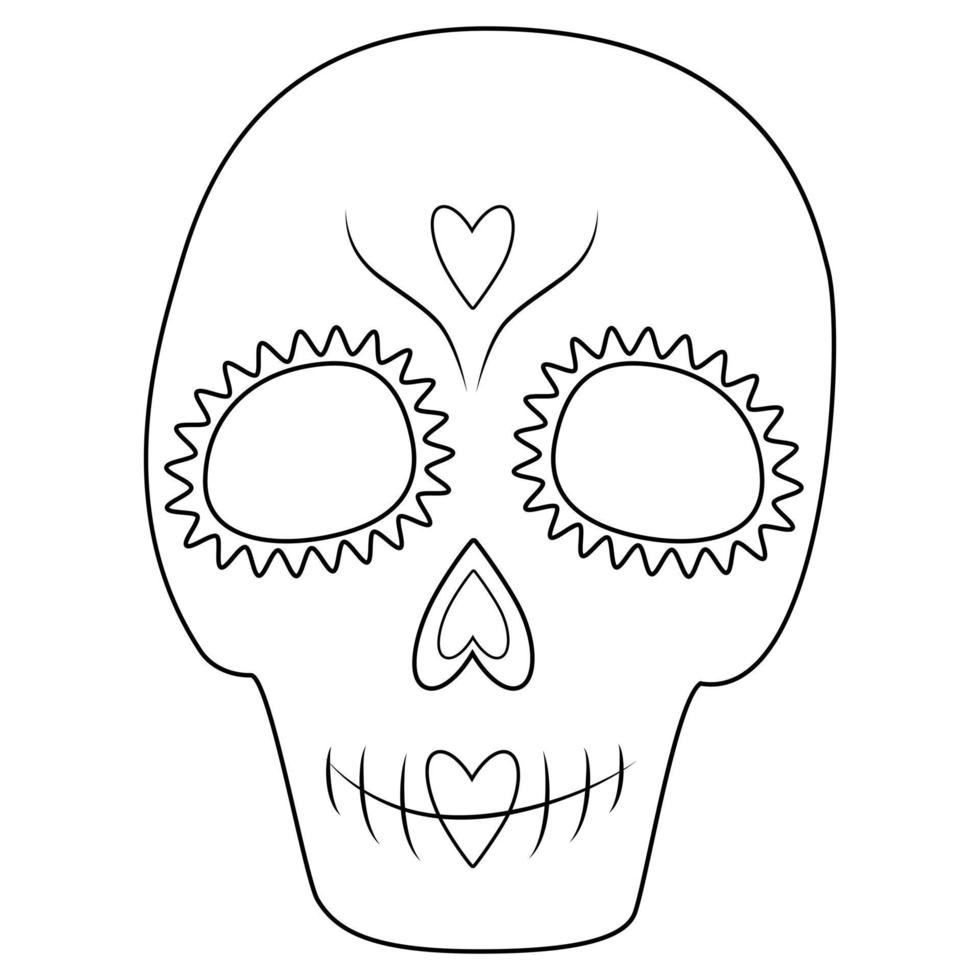 Le jour des morts. dia de los muertos. Mexique. crâne de sucre sur fond transparent. autocollant. icône vecteur