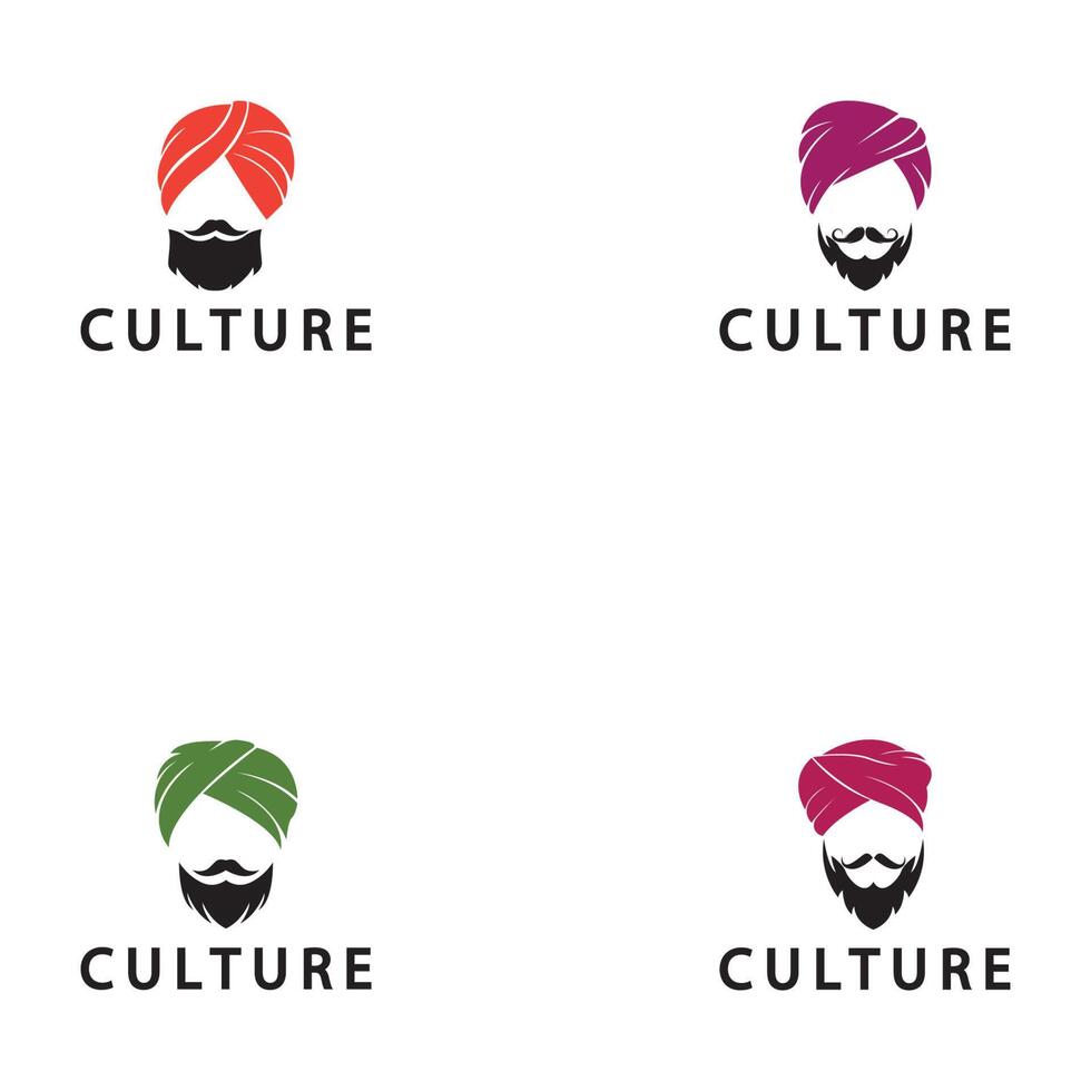 turban moustache inde illustration vectorielle de conception de logo indien. vecteur