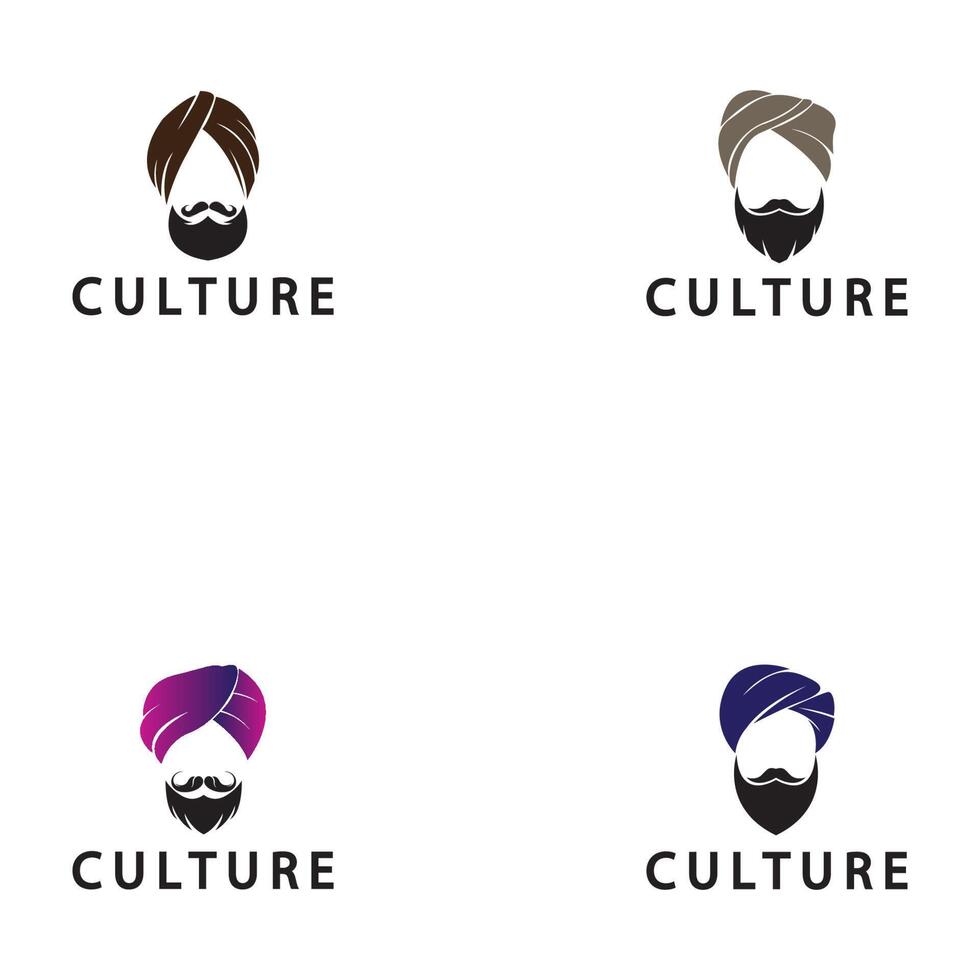 turban moustache inde illustration vectorielle de conception de logo indien. vecteur