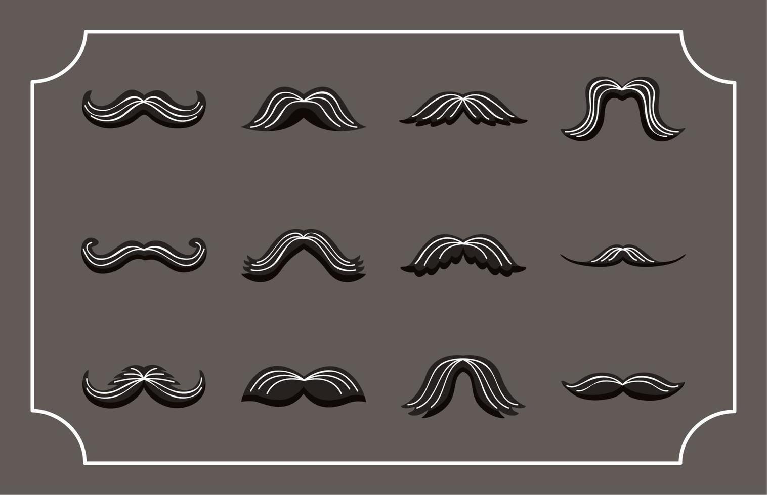 douze icônes de styles de moustaches vecteur