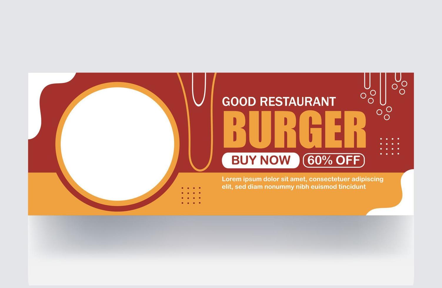 bannière de burger de restaurant conception de couverture de bannière de publication de médias sociaux modèle de conception de vignette vecteur