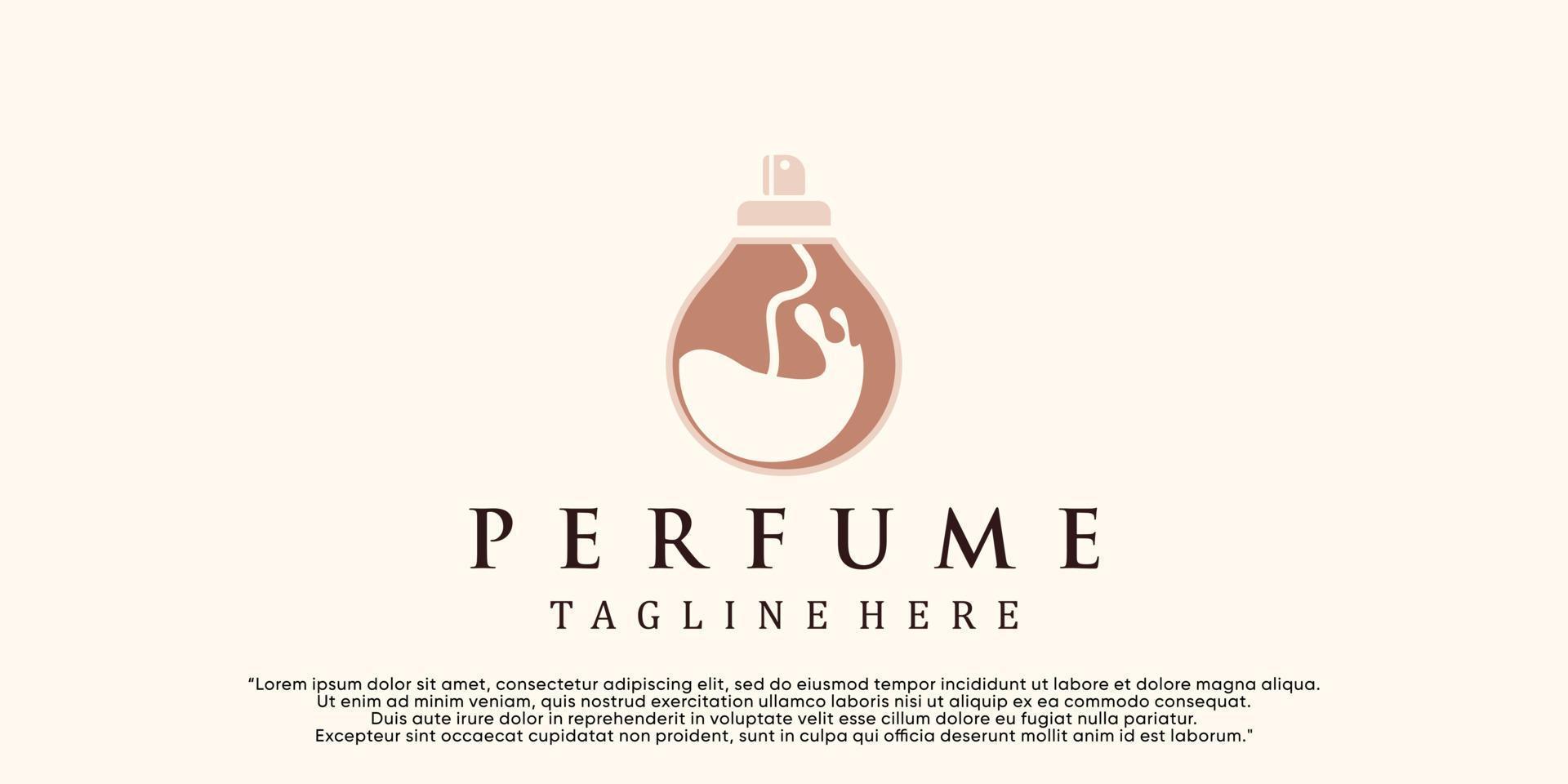 modèle de logo de parfum de beauté féminine. parfum de style linéaire créatif, flacon pulvérisateur, vecteur premium design de luxe
