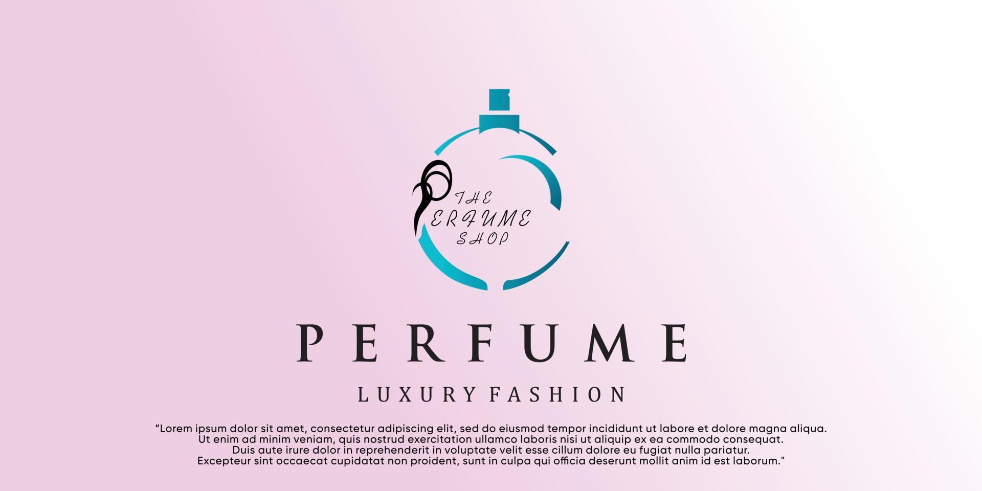 modèle de logo de parfum de beauté féminine. parfum de style linéaire créatif, flacon pulvérisateur, vecteur premium design de luxe