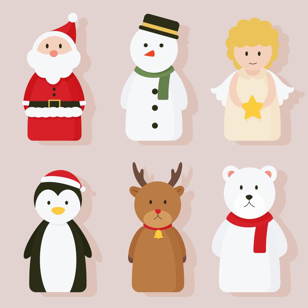 collection de dessins animés de personnages de noël. vecteur