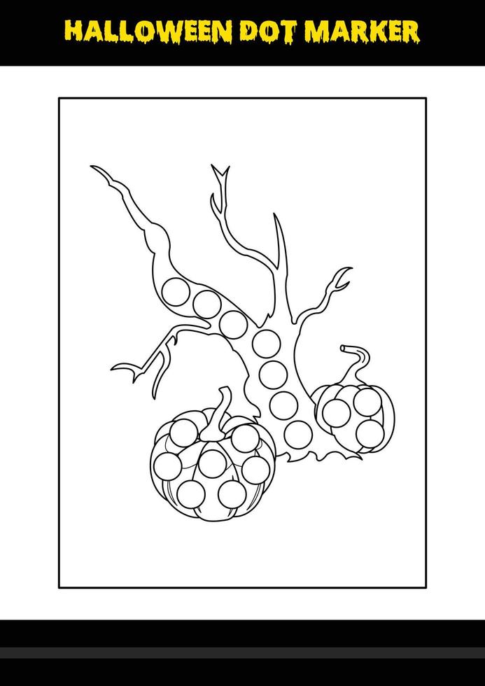 coloriage de marqueur de point d'halloween pour les enfants. conception de page de coloriage d'art en ligne pour les enfants. vecteur