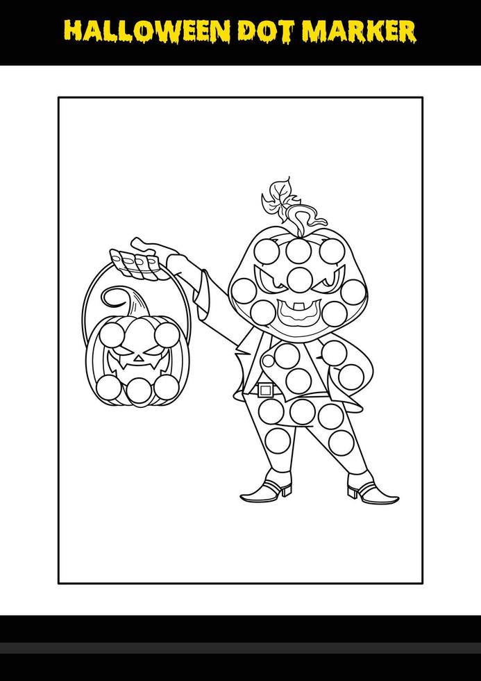 coloriage de marqueur de point d'halloween pour les enfants. conception de page de coloriage d'art en ligne pour les enfants. vecteur