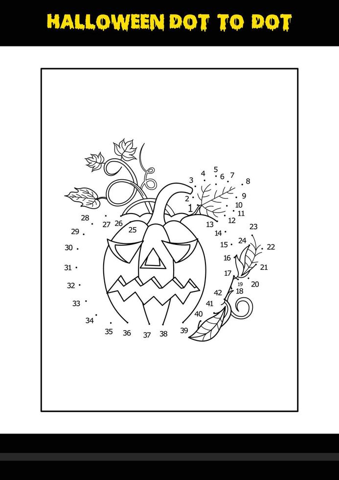 coloriage point à point d'halloween pour les enfants. conception de page de coloriage d'art en ligne pour les enfants. vecteur