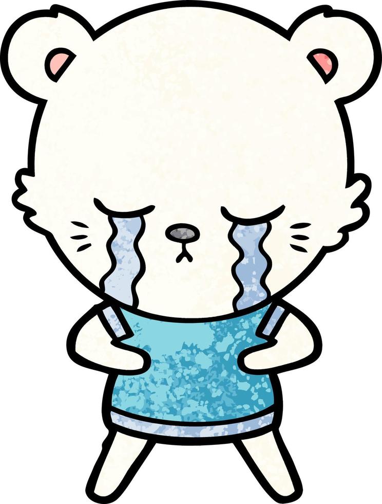 dessin animé triste petit ours polaire vecteur