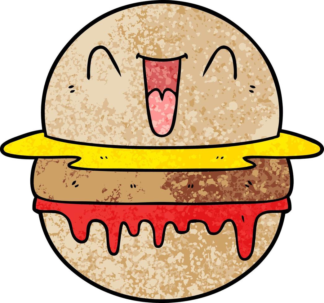 burger heureux de dessin animé vecteur