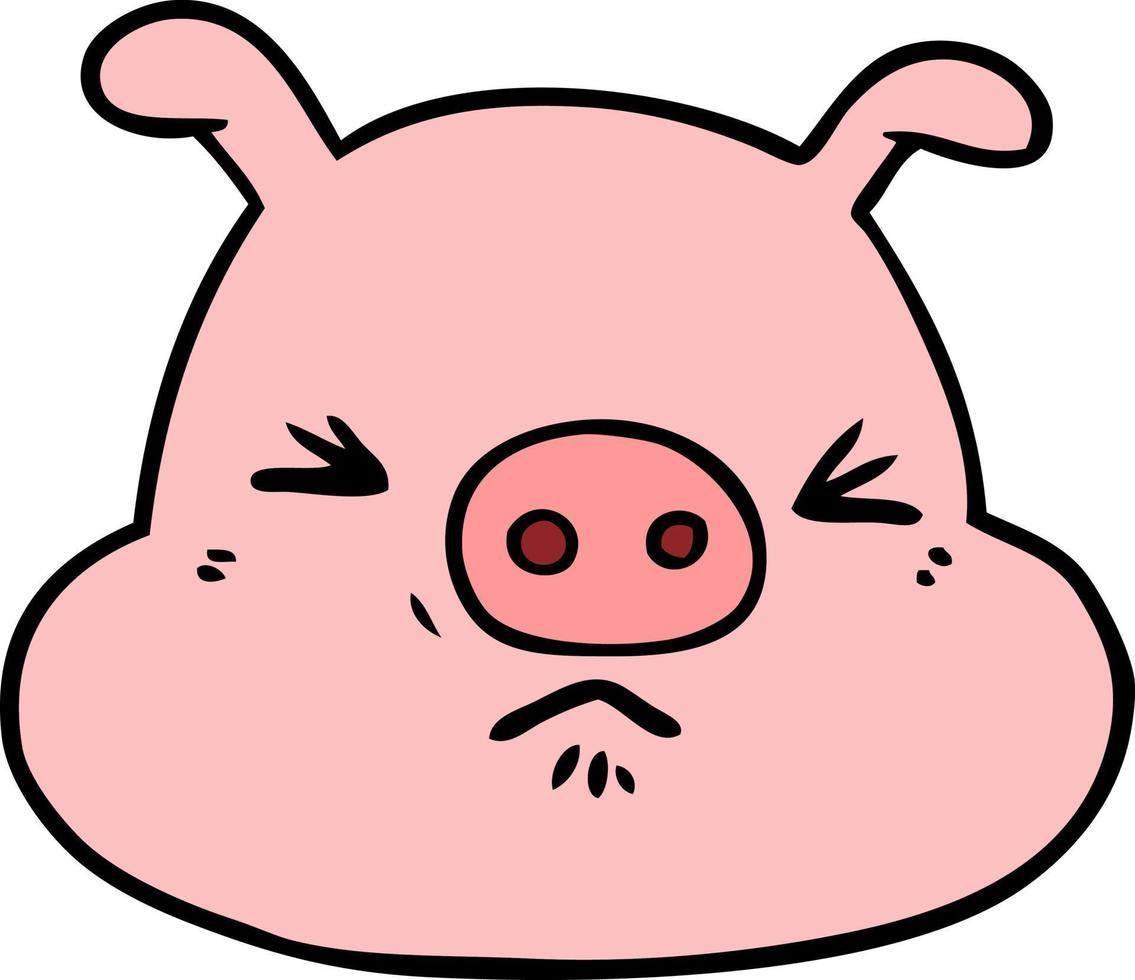 visage de cochon en colère de dessin animé vecteur