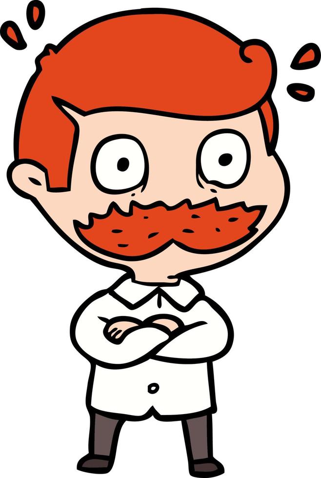 dessin animé, homme, à, moustache, choqué vecteur