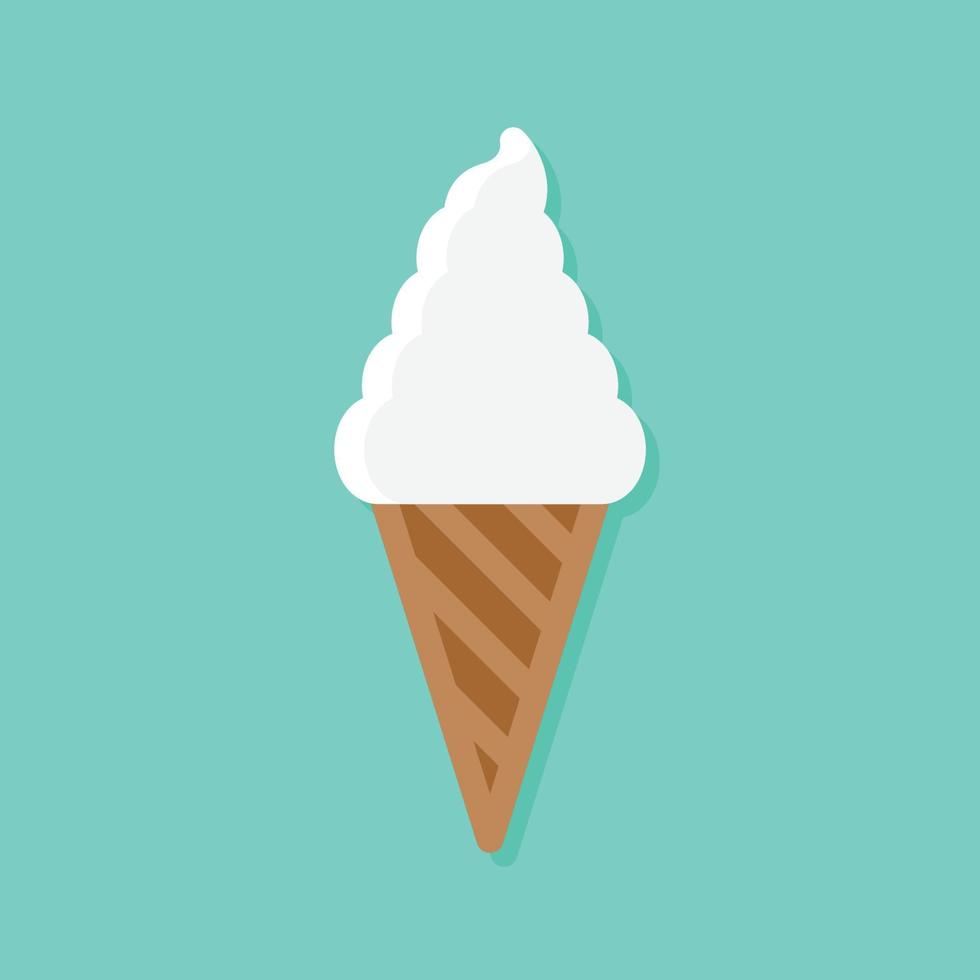 cornet de crème glacée sur fond vert pastel, icône, vecteur, illustration. vecteur