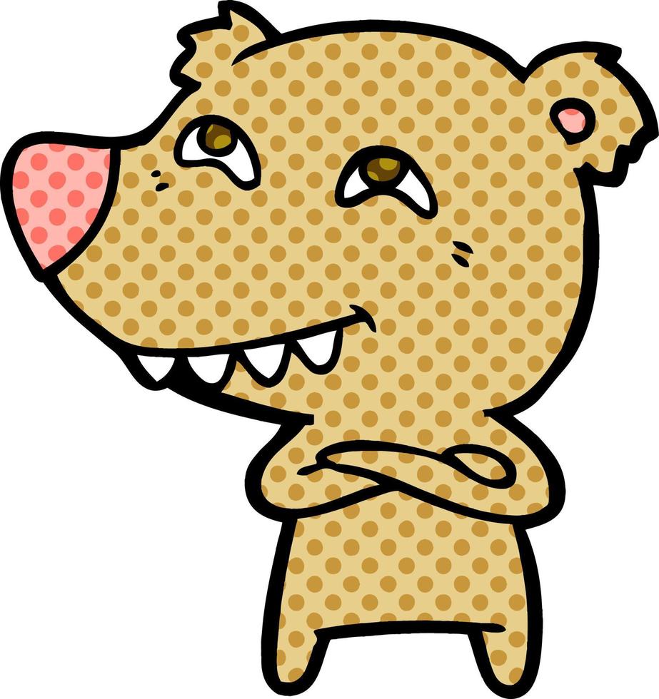 ours de dessin animé montrant des dents vecteur