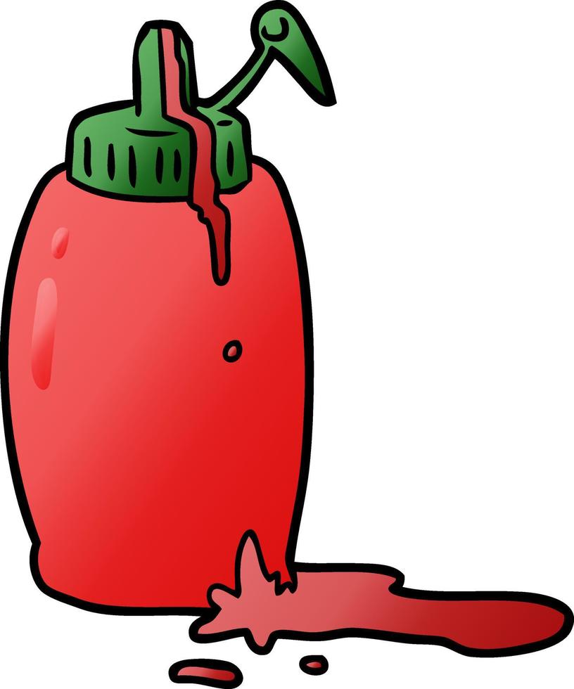 bouteille de ketchup de tomate de dessin animé vecteur