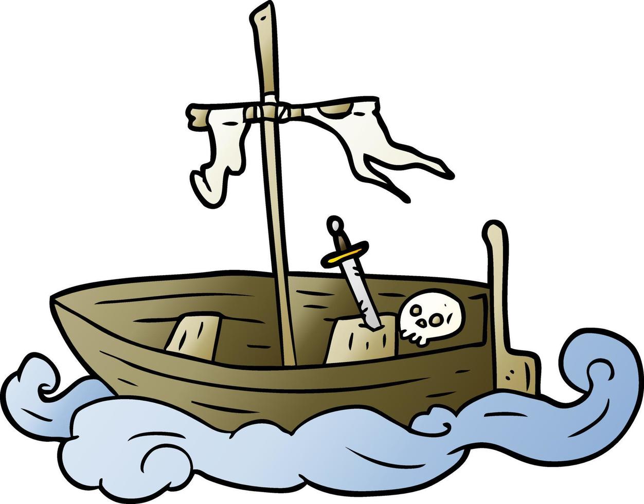 dessin animé vieux bateau naufragé vecteur